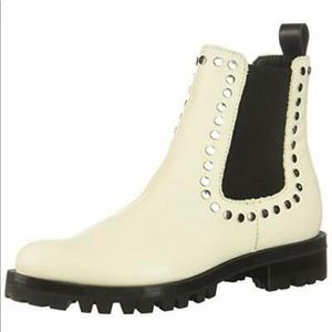 Dolce Vita Peton Off White Leather Studded Boots